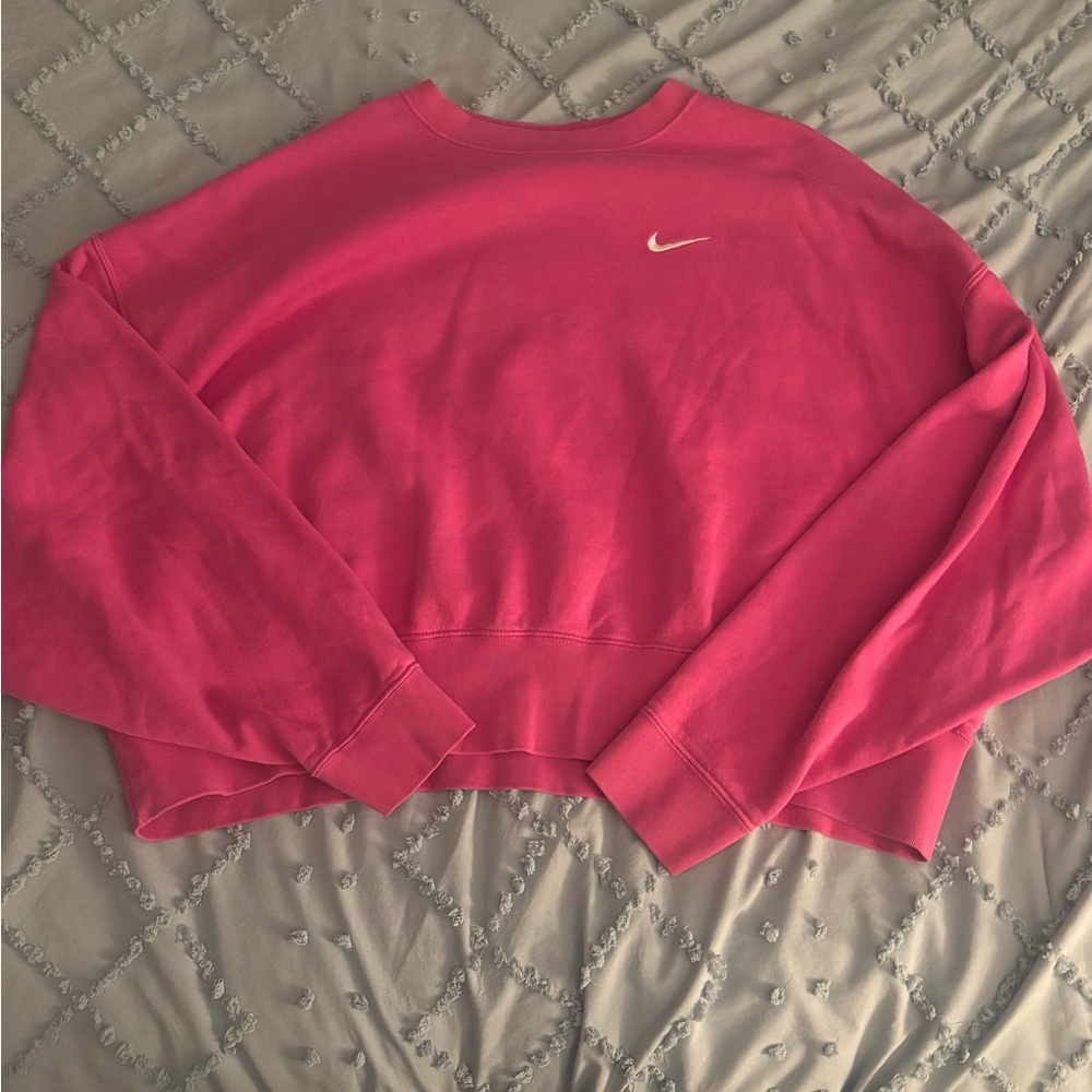 Nike Hot Pink Cropped Crewneck Sweatshirt